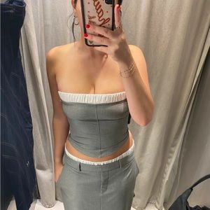 Zara Gray Mixed Boxer Top